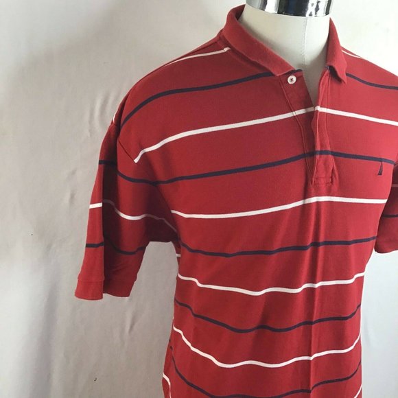 Nautica Men's Shirt Maroon Striped Short Sleeve Slim Fit Size XXL - Picture 2 of 10